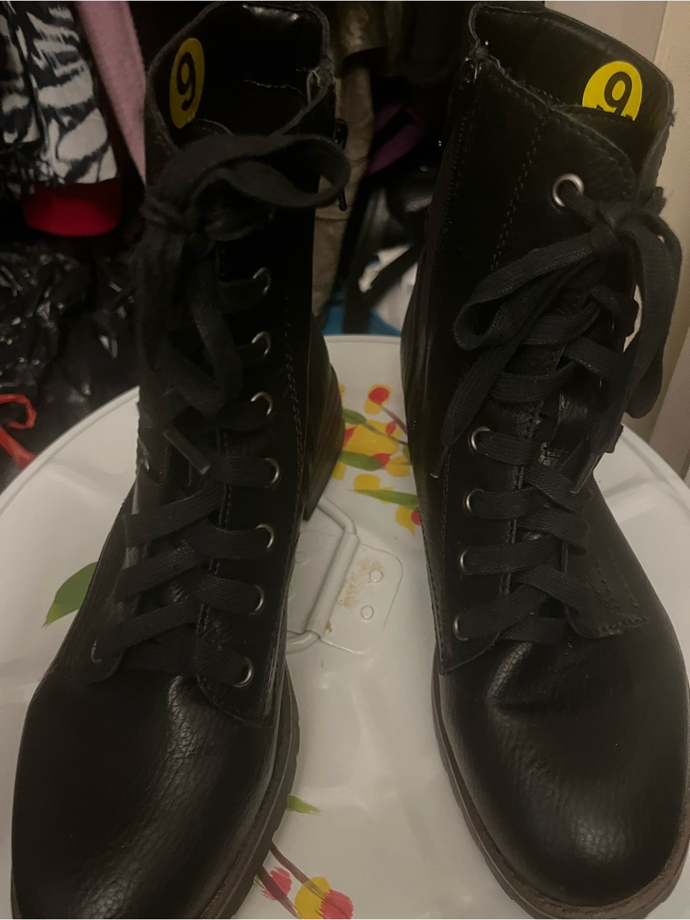 Black Lace-Up Combat Boots